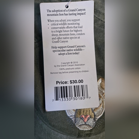 Grand Canyon Olive Cap with Embroidered mountain Lion NWT - Picture 3 of 7